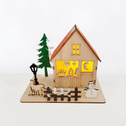 ^ "WOODEN XMAS HOUSE", 1 MINI LED ΛΑΜΠ. ΜΠΑΤ. (3xLR44), WW,IP20, 16X10X13CM  -X06116243